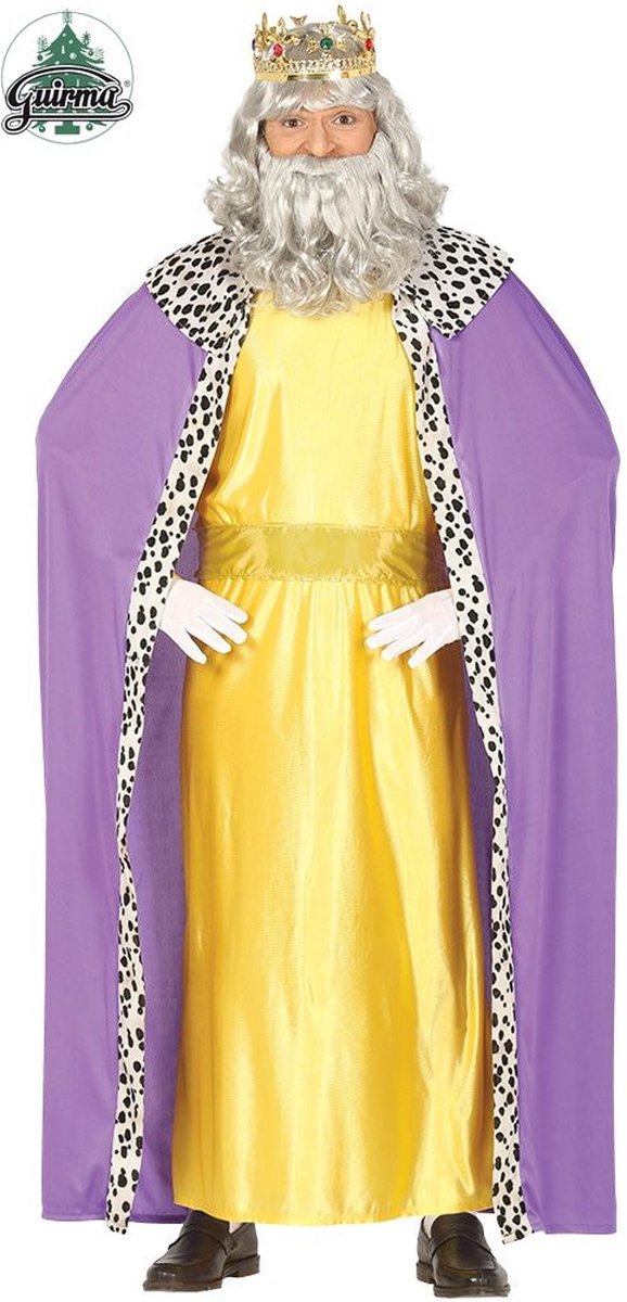 Koning Prins & Adel Kostuum | Drie Koningen Geel Paars | Man | Maat 52-54 | Kerst | Verkleedkleding